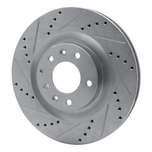 Mazda CX-9 Brake Rotor (1) - Front Left - R1 Concepts - Drilled & Slotted - Silver - `07-`15